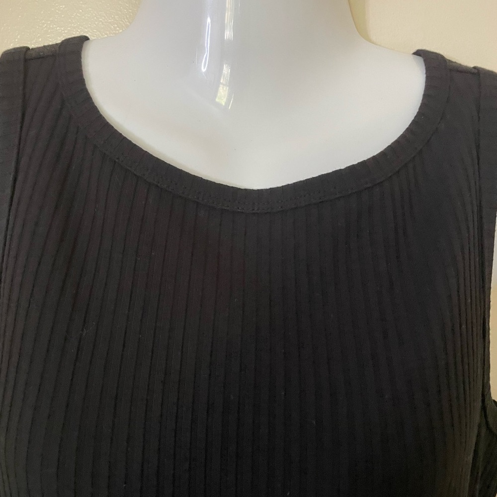 Sz XS Reitman’s Sleeveless Ribbed Midi Dress black with side slits crew neck - Picture 8 of 12